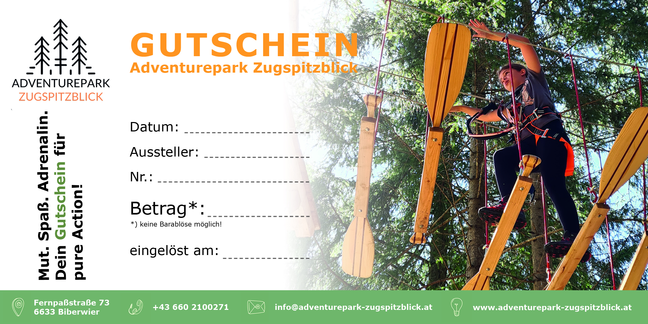 Überrasche jemanden mit einem Abenteuer – mit einem Gutschein vom Adventurepark Zugspitzblick!