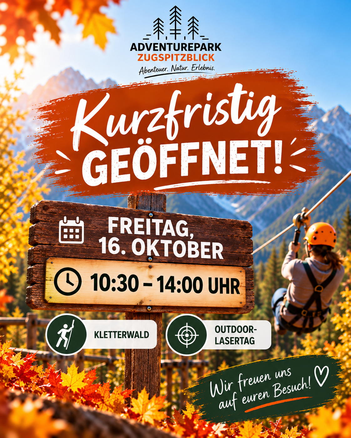 🌲 Kurzfristig geöffnet – Freitag, 16. Oktober!