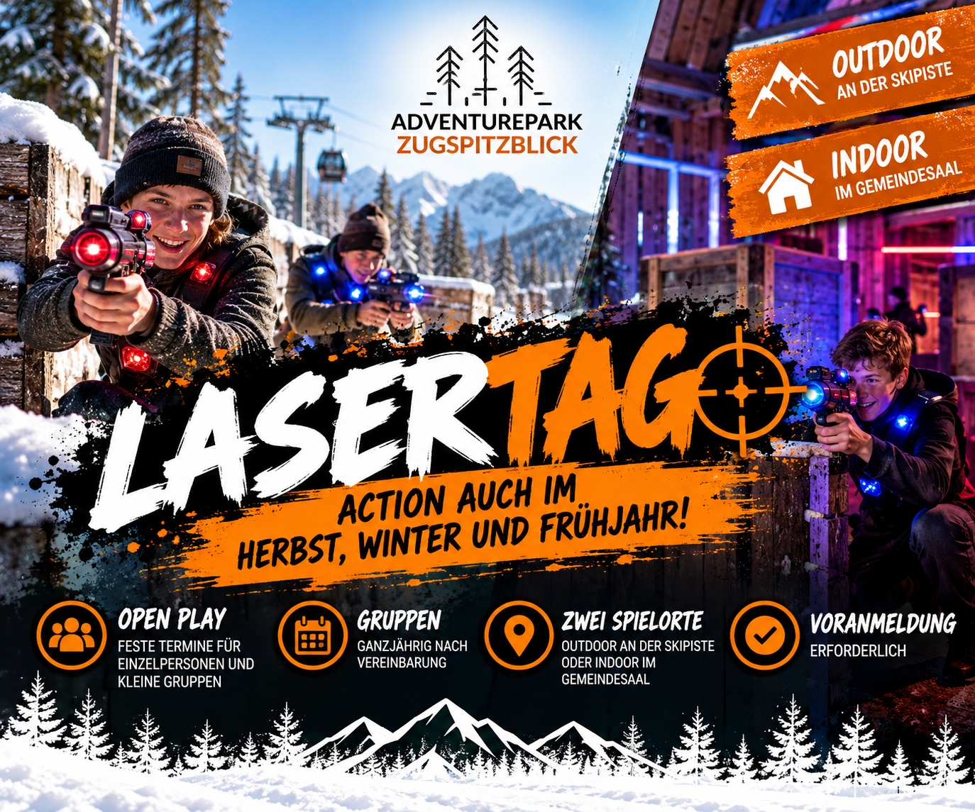 🔫 Lasertag-Action auch im Herbst, Winter und Frühjahr! ❄️🌲